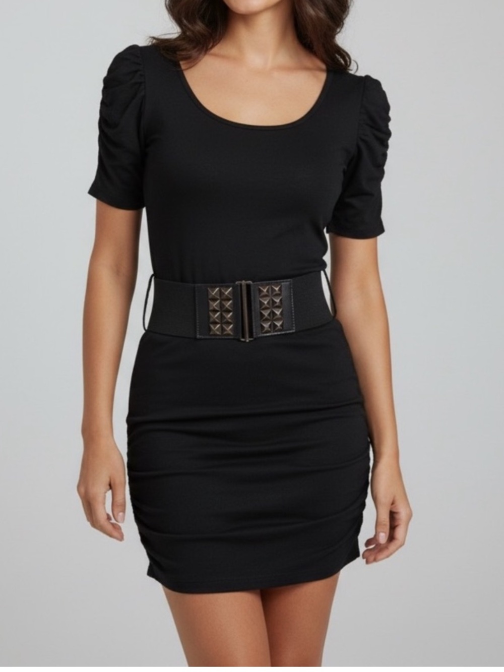 NWT Body Central Black Removable Studded Belt Mini Dress Small Party Rock Edgy